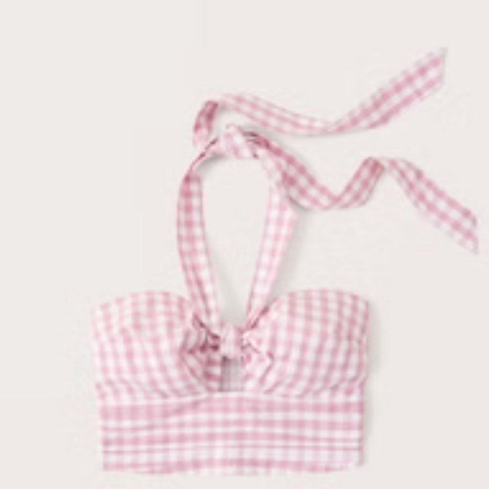 Abercrombie Light Pink Poplin Knot-Front Halter Top. BNWOT, Size M 🌷